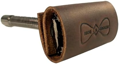 Hide & Groom, Set of 2 Double Edge Safety Razor Head Protective Sheath for Groomsmen, Shaving Travel Cover with Snap Closure, Full Grain Leather, Handmade, Bourbon Brown