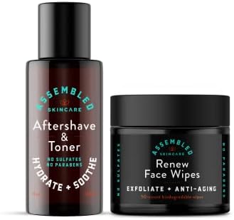 Soft Shave Exfoliating Kit (Premium Skin Care set for Men, 2-Piece; Face Wipes, Aftershave/Toner); anti-aging and multi-functional, Gift for Men