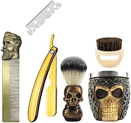 Zenzod ™ SKULL themed STRAIGHT RAZOR KIT 6 piece Mens shaving set- Barber style for closest Shave possible with a straight edge razor - Perfect straight razor kit for beginners