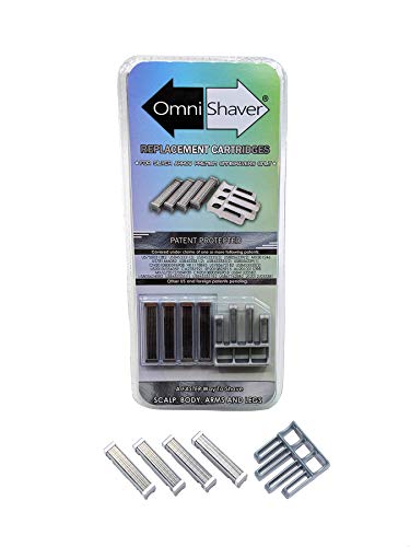 Premium Omnishaver Replacement Cartridge Refill Kit with One Blade Removal Tool - an Alternative to Disposable, Self Cleans & Strops During Use - Durable Smooth & Comfortable 4 Cartridges