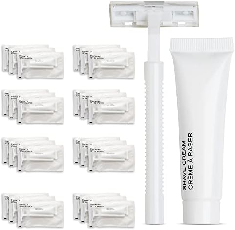 World Amenities Shave Kit (Clear Frosted Sachet) - Hotel Amenities 48 count - Includes Twin Blade Razor and Moisturizing Shave Cream