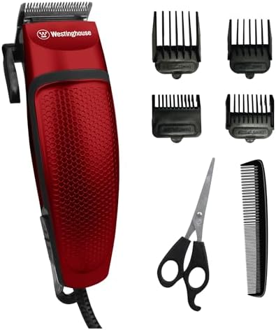 Westinghouse Hair Clippers for Men Premium Trimmer for Men Corded Clippers for Men 10 pcs Hair and Beard Grooming Kit with Comb Scissors and 4 Clipping Guides