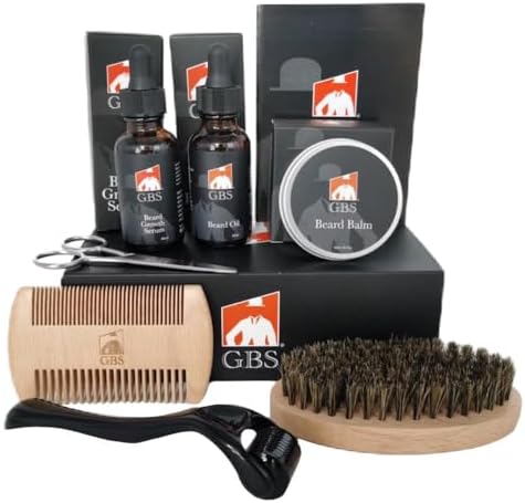 G.B.S Beard Growth Kit - Beard set for Men with Beard Oil Beard Growth Serum, Beard Balm, Beard Brush and Comb, Gifts for Men Dad Husband Boyfriend, Stocking Stuffers for Men Christmas Gifts