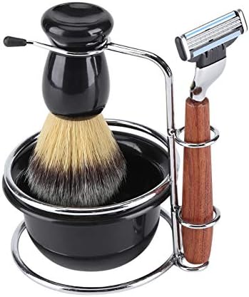 Shaving Brush Set, Shaving Brush Stand Holder and Bowl Mug Set, Razor Brush Kits Shaving Bowl Mug, Men's Safety Razor Grooming Gift Set with 100% Pure Badger Shaving Brush for