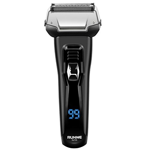 Runwe Rs725 Men's Electric Razor Cordless Foil Shaver with Pop-Up Beard Trimmer and LCD Display for Men Wet/Dry Shaving