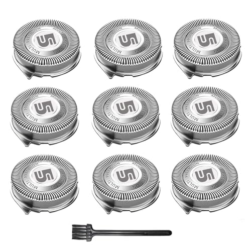SH50 Replacement Heads for Philips Norelco Series 5000 Electric Shaver, Replacement Blades Head Fit for Phillips Series 5000 (S5xxx), AquaTouch (S5xxx), PowerTouch (PT8xx, PT7xx) 9-pc Pack
