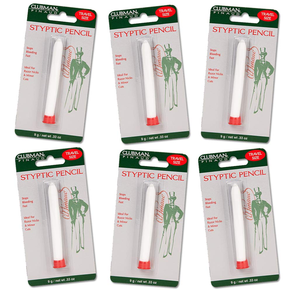 Pinaud Clubman styptic pencil for nick relief - 0.33 oz, 6 pack