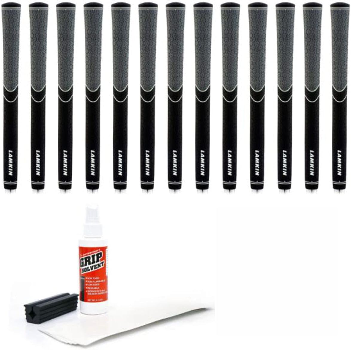 Lamkin ST +2 Hybrid Standard - 13 Piece Golf Grip Kit (with Tape, Dynacraft Solvent, Vise clamp)