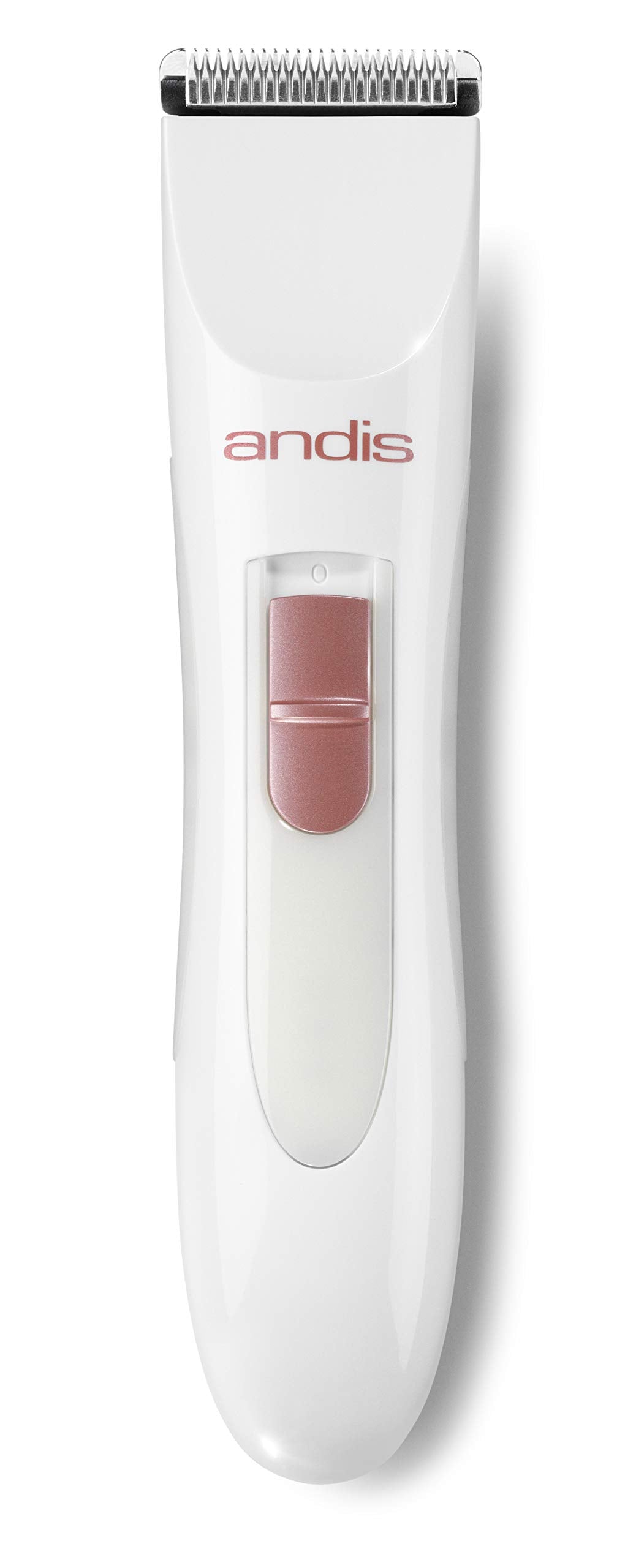 Andis 24630 Women's Personal Electric Trimmer - Detachable Stainless-Steel Blade - for Legs, Underarms Hair Removal - Rechargeable Cordless Slim Design - 6-Piece Kit, White