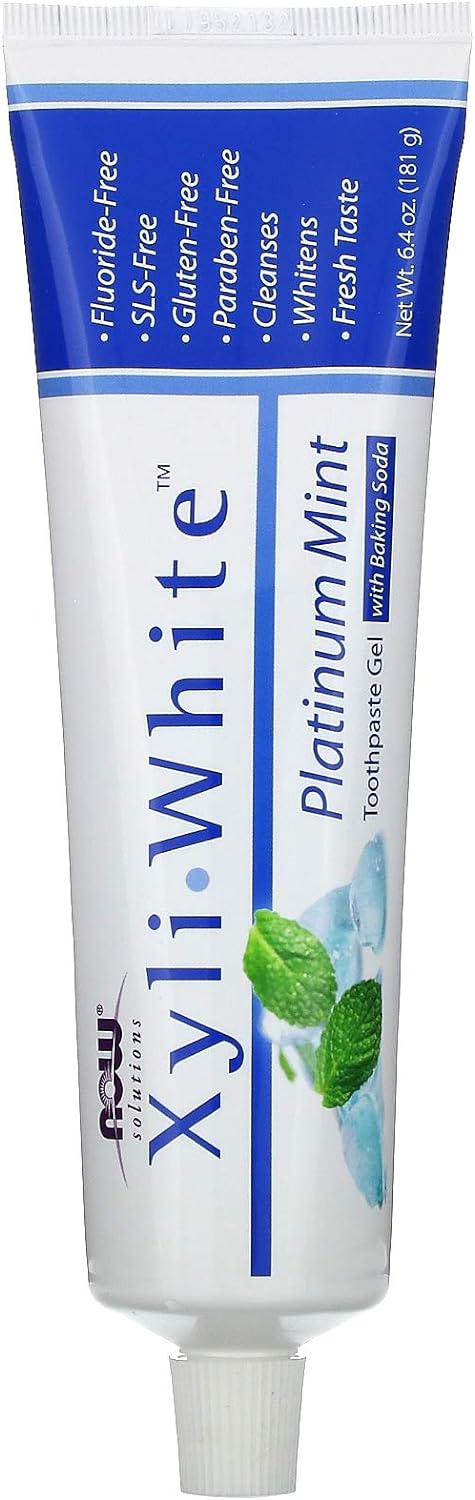 NOW Solutions, Xyliwhite™ Toothpaste Gel, Platinum Mint, Cleanses and Whitens, Fresh Taste, 6.4-Ounce