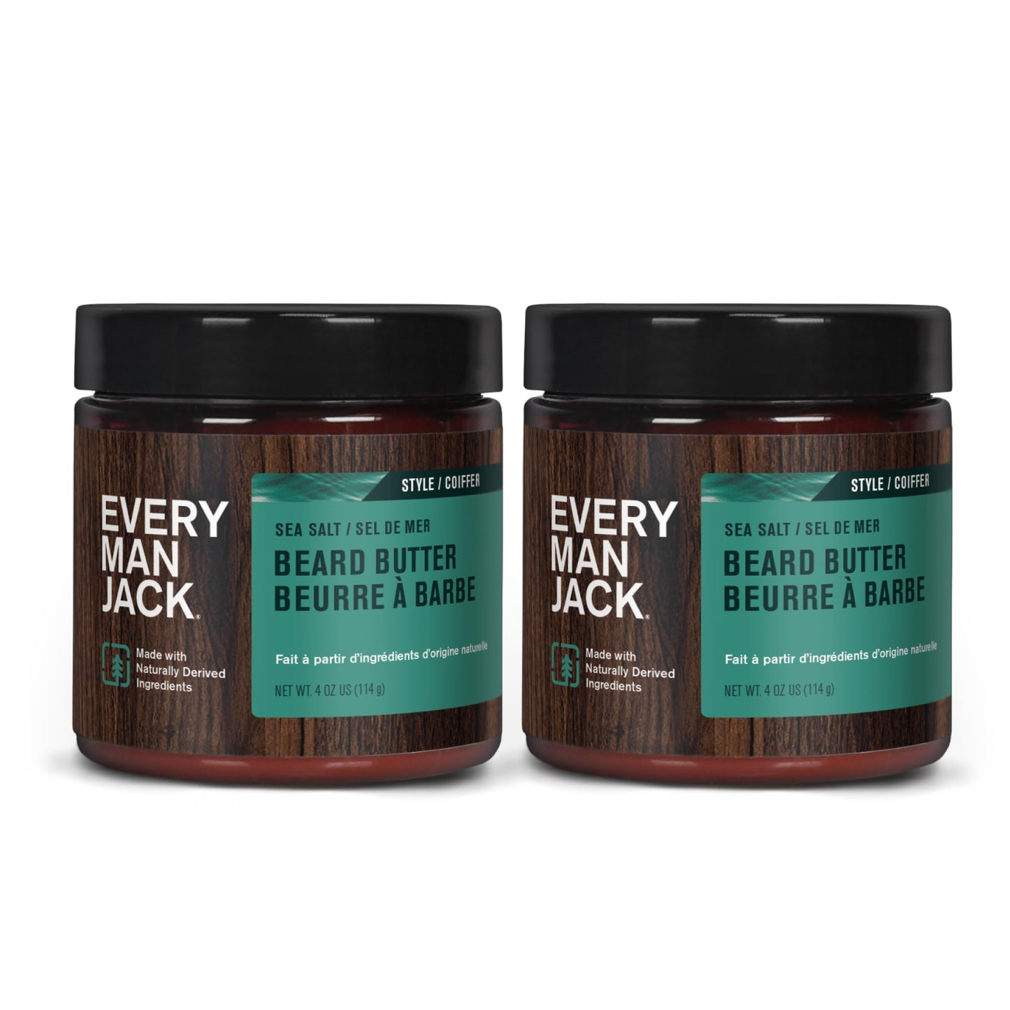 Every Man Jack Beard Butter- Subtle Sea Salt Fragrance - Rejuvenates, Hydrates, and Styles Dry, Unruly Beards While Relieving Itch - Naturally Derived with Shea Butter and Coconut Oil - 4-ounce Twin P