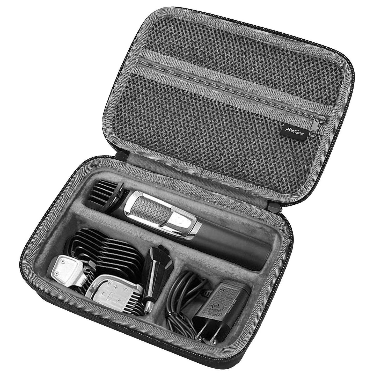 ProCase Hard Travel Case for Philips Norelco Multigroom Series 3000 5000 7000 MG3750 MG5750/49 MG7750/49 Men's Electric Trimmer Shaver and Attachments Father's Day Gift -Black