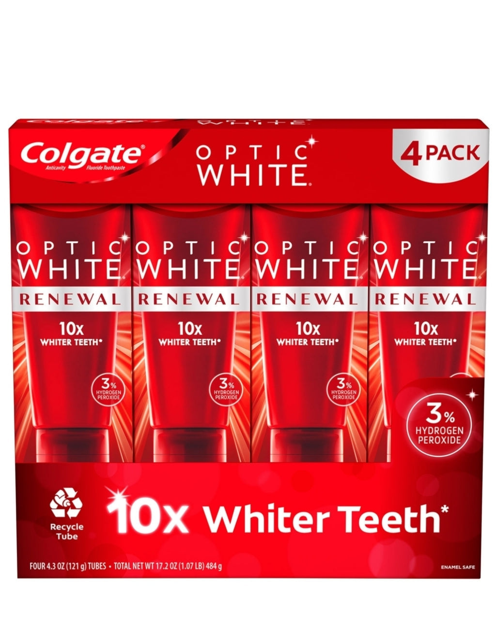 Colgate Optic White Renewal Whitening Toothpaste (4.3 oz., 4 pk.)