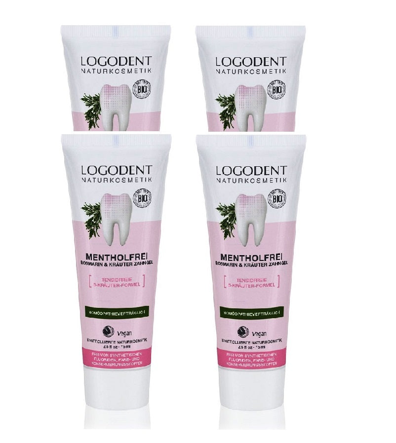 4xPack Logona LOGODENT MENTHOL-FREE Rosemary & Herbs Tooth Paste - 300 ml