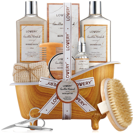 Vanilla Almond Bath Set - 11Pc Grooming Spa Basket