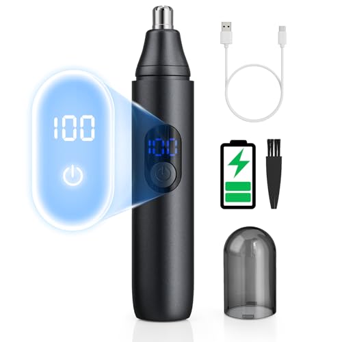 Nose Hair Trimmer for Men: Rechargeable Professional Painless Ear and Eyebrow Facial Hair Clippers for Men and Women - Electric Beard and Body Grooming Kit with Dual Edge Blades and 10,000 RPM Motor