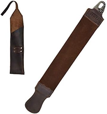 Hide & Drink, Barber Starter Pack (Set of 2), Leather Razor Strop & Straight Razor Case, For Shaving/Stropping/Grooming/Beard, Handmade :: Bourbon Brown