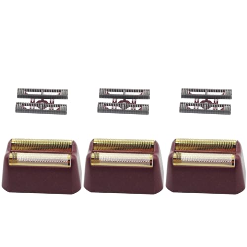 3 Pack Professional 5 Star Series Finale Shaver Replacement Foil and Cutter Bar Assembly Compatible with wahl Shaver Foil 7031-100, 7043-100 Super Close Shaving Replacement Heads，Red