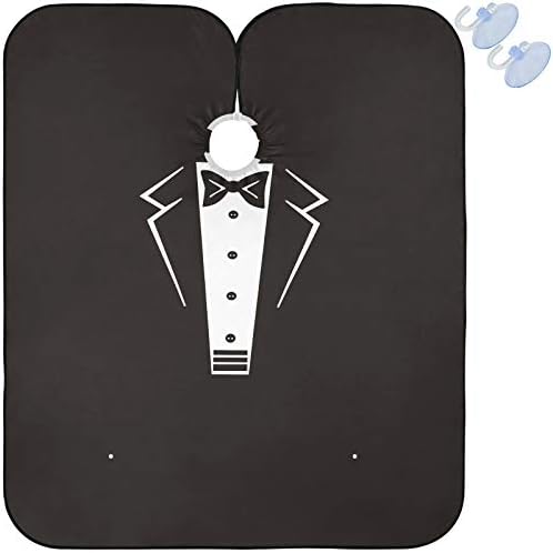 visesunny Tuxedo With Black Bow Tie Barber Cape Anti-Static Hair Cutting Cape with Snap Closure Professional Salon Polyester Beard Shaving Bib Water-Resistant Hairdressing Cape