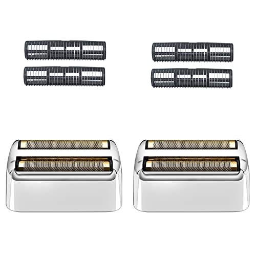 2 Pack Shaver Replacement Foil and Cutters Compatible with BaBylissPRO Double FXFS2 Metal Shaver foil Replacement,Silver