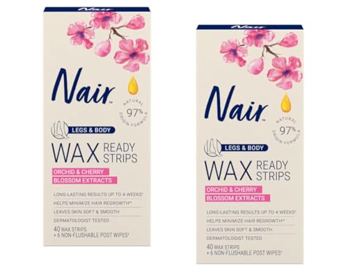 Nair Hair Remover Wax Ready-Strips 40 Count Legs/Body (2 Pack)