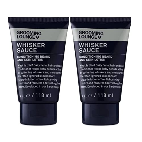 Grooming Lounge Whisker Sauce Beard Conditioner - Conditioning Beard and Skin Lotion - Eliminates Itching and Flaking - Enables Easy Combing and Styling - No Parabens - Cruelty Free - 2 pack