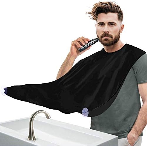 Beard catcher, Beard Bib Apron for Men, Non-Stick Beard Cape for Trimming, Beard Apron, Cape for Men Shaving, Gifts for Men (A37-Black)