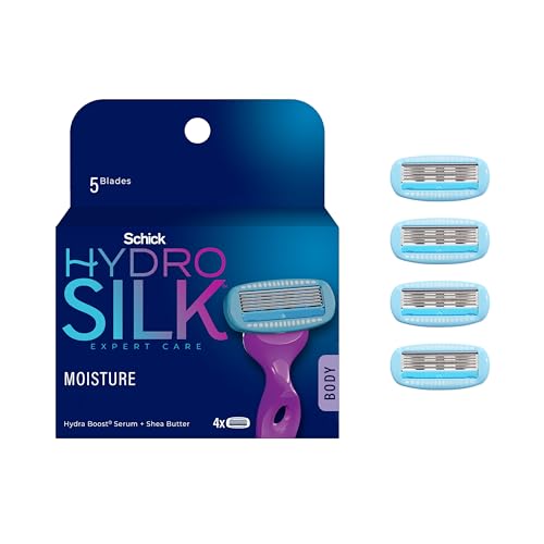 Schick Hydro Silk Moisturizing Razor Blade Refills for Women with Shower Hanger, 4 Count