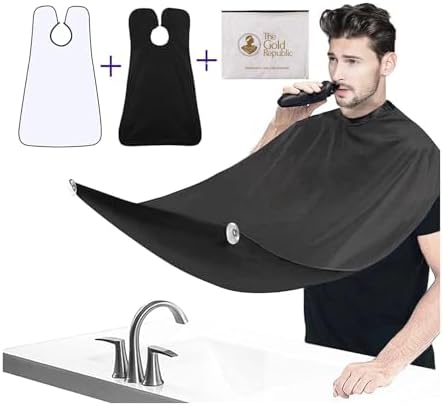 Beard Shaving Bib Set of 2: Waterproof, with Strong Suction Cups, Black and White - The Perfect for Men Who Want a Mess-Free Shave and to Keep Their Space Clean and Tidy or Just to Show Appreciation