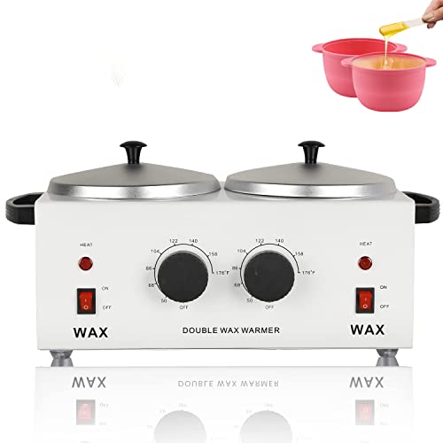 Double Wax Warmer For Hair Removal, Waxing Kit For Women & Men, Hard Wax Kit Wax Machine For Hair Removal Dual Wax Pot Warmer Professional Adjustable Temp Waxing Kit For Full Body, Facial, Home, Salon