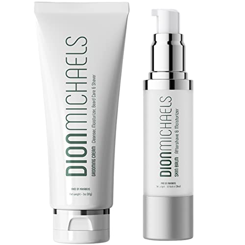 Dion Michaels Men's Shaving Cream & After Shave Balm for Men - 2-pack Men's Grooming Cream with Aloe, Shea Butter, Oats, Argan Oil - Mens Shaving Cream 3oz, Post Shave Balm 1oz - Mens Grooming Set