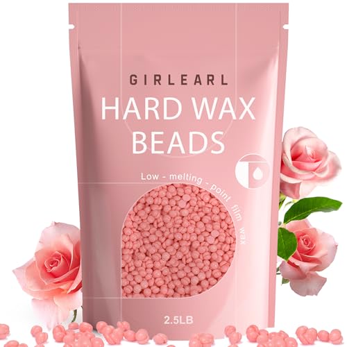 GIRLEARLE 2.5lb Wax Beads for Hair Removal, Brazilian Bikini Hard Wax for Women Men, Hard Wax beads Perfect for Coarse Hair Full body Legs, Face and Underarms at Home Waxing Beads for Sensitive Skin