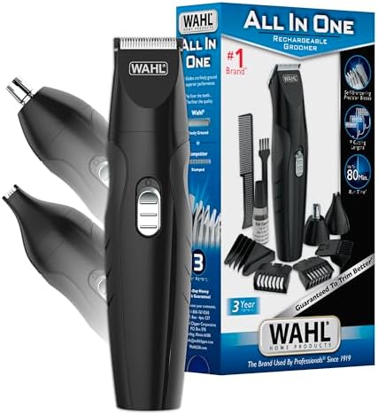WAHL All-in-One Cordless Rechargeable Electric Ear/Nose, Detail, and Beard Trimmer for Men – Mustache, Ear & Nose Hair, and Light Detail Grooming - Model 9685-200