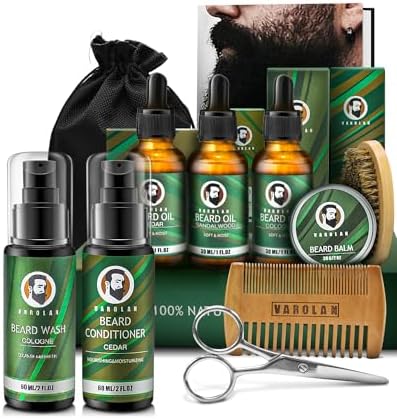 Valentines Gifts for Him, Gifts for Men, Beard Care Kit for Men with Beard Oil Balm Conditioner Wash Brush Comb Scissor, Mens Gifts for Birthday & Christmas Gifts for Boyfriend Brother Dad Husband