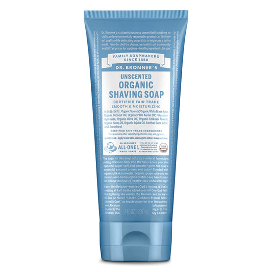 Dr. Bronner's - Organic Shaving Soap (Unscented, 7 Ounce) - Certified Organic, Sugar and Shikakai Powder, Soothes and Moisturizes for Close Comfortable Shave, Use on Face, Underarms and Legs
