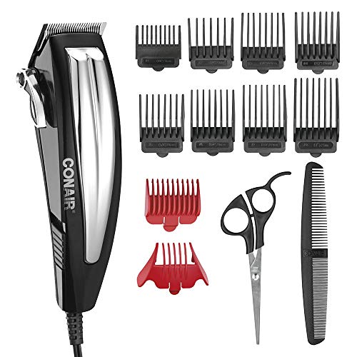ConairMAN Fast Cut Pro, Lighted Hair Clippers for Men, 12-Piece Clippers Home Hair Cutting Kit