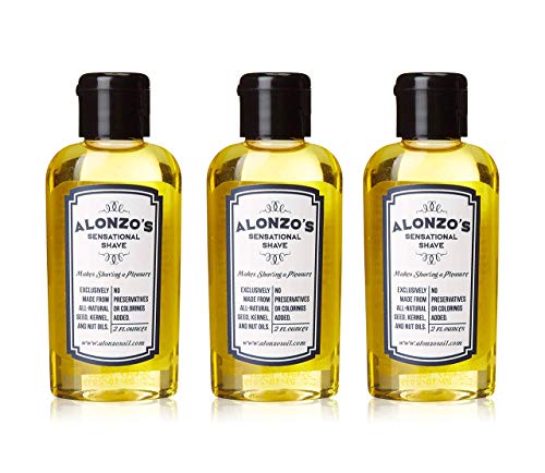 Alonzo's Sensational Shave - Shaving Oil for Men (3-Pack, 2 Oz Bottles) All-Natural Pre-Shave & After Shave Oil for Face and Body - Moisturizes & Calms Irritated Skin from Razor Burn