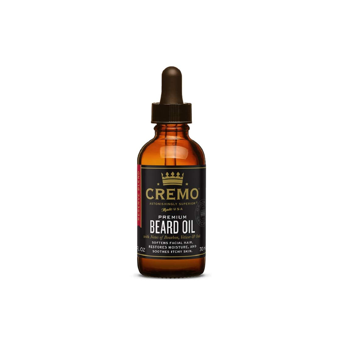 Cremo Beard Oil, Distiller's Blend (Reserve Collection), 1 fl oz - Restore Natural Moisture and Soften Your Beard To Help Relieve Beard Itch