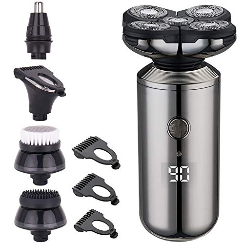 Men's 5-in-1 Head Shaver, Waterproof Rechargeable Blad Electric Shaver & Grooming Kit, Hair Razor for Bald Look, Headed Beard Facial Grooming Kit,Nose Hair Trimmer with LED for Husband/Father Gift
