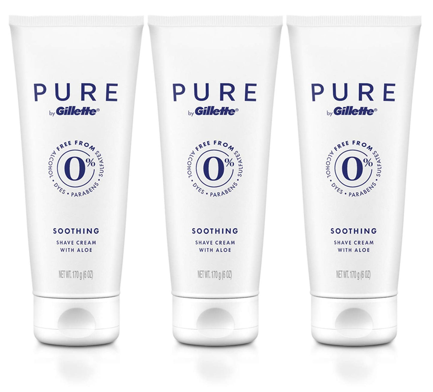 Gillette PURE Soothing Shaving Cream with Aloe, Pack of 3, 6oz each