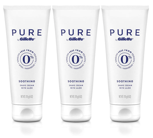 Gillette PURE Soothing Shaving Cream with Aloe, Pack of 3, 6oz each