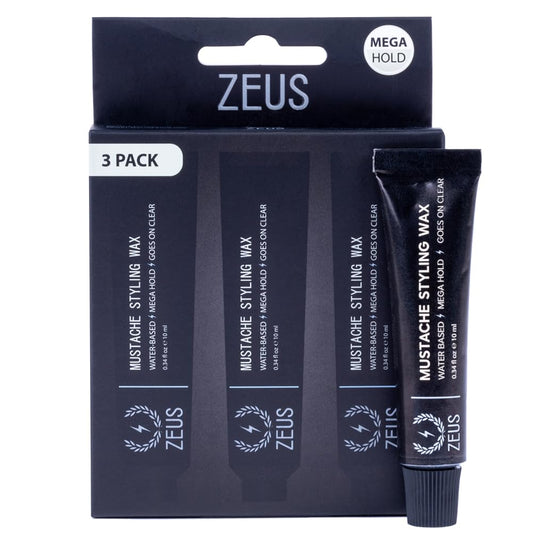 ZEUS Mustache Styling Wax, Mega Hold - Water Based Moustache Wax for Men (3 PACK)
