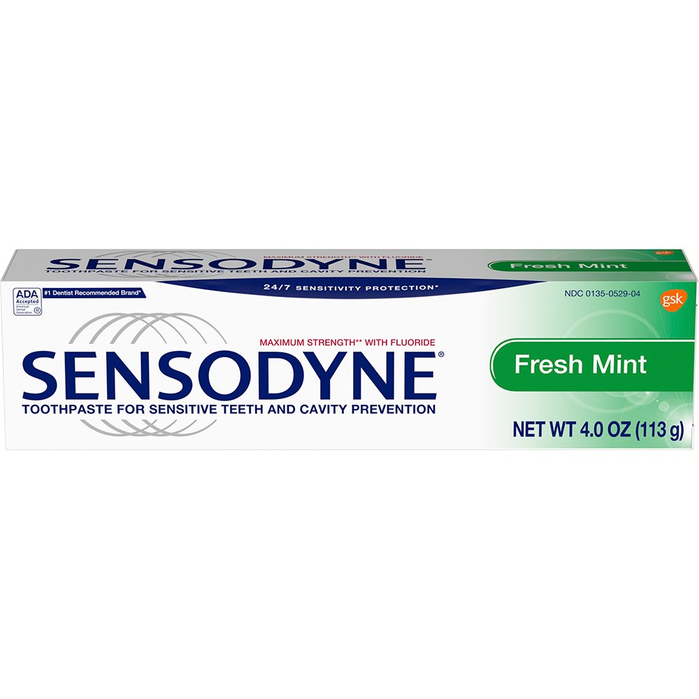 Sensodyne Fresh Mint Sensitivity Toothpaste for Sensitive Teeth and Fresh Breath, 4 Oz, Pack of 4