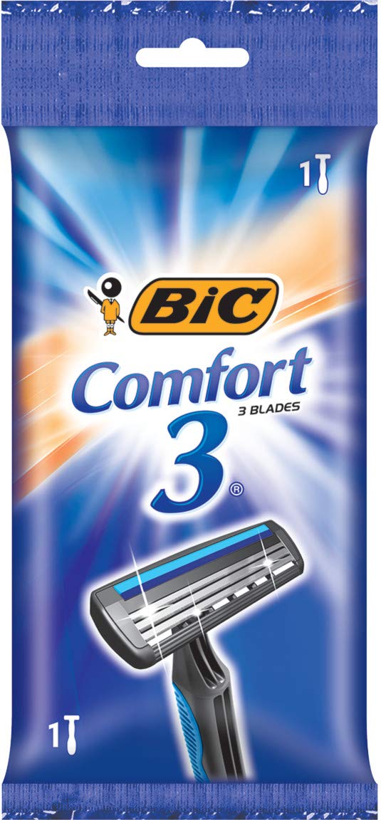 BIC Comfort 3 Men's 3-Blade Disposable Shaving Razor, Individually Wrapped Men's Razors, 36 Count(pack of 1)