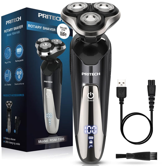 Mens Electric Razor for Men Electric Shavers for Men Electric Razors for Men Face Shaver for Mens Rechargeable Razors for Shaving Electric Cordless Men's Electric Shaver Waterproof Wet Dry by PRITECH