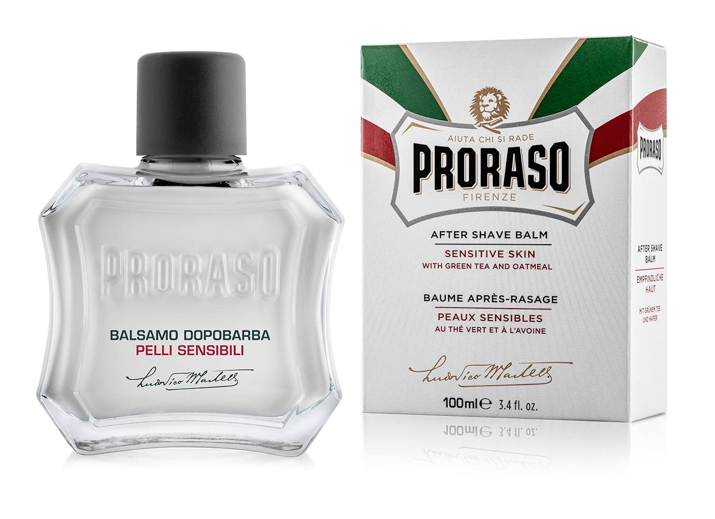 Proraso After Shave Balm for Men, Sensitive Skin Moisturizer with Oatmeal and Green Tea, 3.4 Fl Oz (Pack of 1)