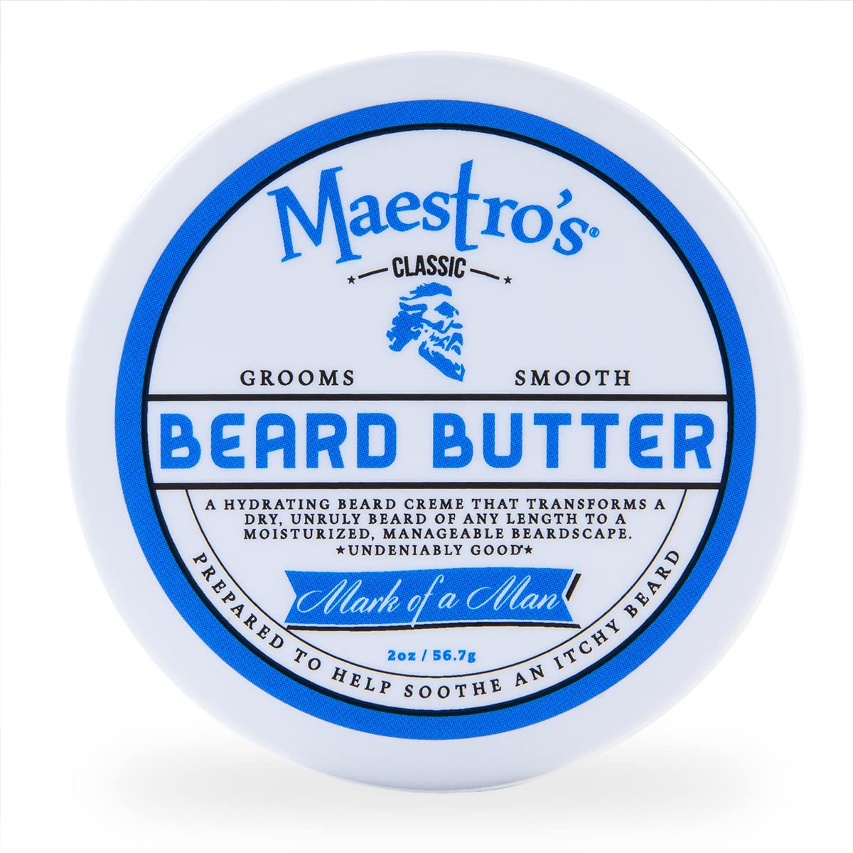 Maestro's Classic BEARD BUTTER | Anti-Itch, Extra Soothing, Hydrating Beard Creme For All Beard Types & Lengths- Mark of a Man Blend, 4 Ounce