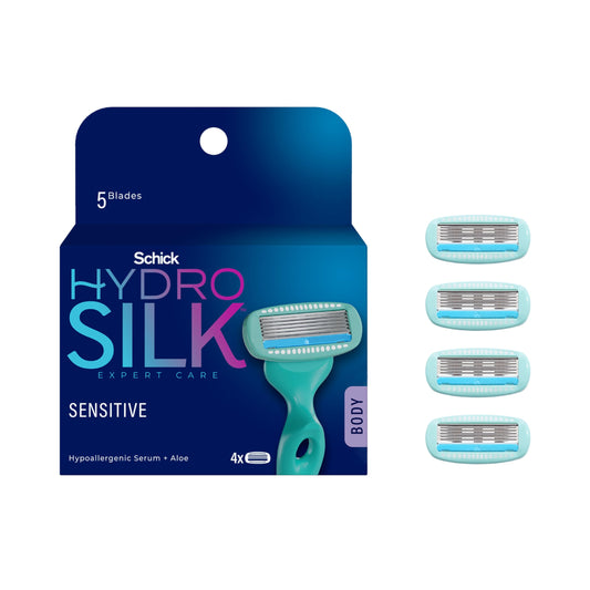 Schick Hydro Silk Moisturizing Razor Blade Refills for Women with Shower Hanger, 4 Count
