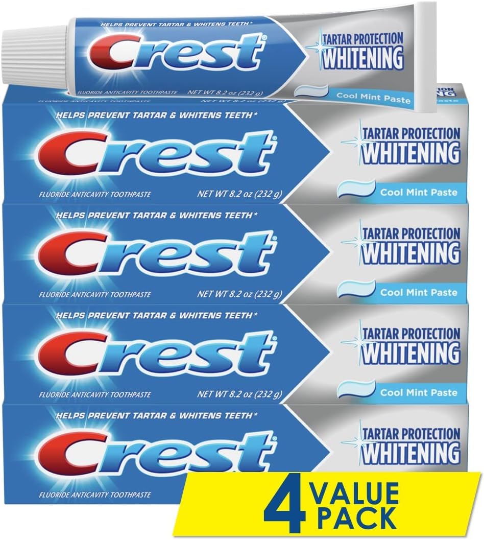 Crest Tartar Protection Whitening Cool Mint Flavor Toothpaste 8.2 Oz (Pack of 4)