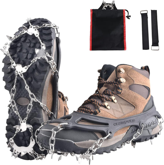 TRIWONDER Ice Grips Anti-Slip Shoe/Boot Ice Traction Slip-on 10/18/24 Teeth Snow Ice Spikes Crampons Cleats Stretch Footwear Traction